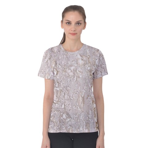 Off White Lace Pattern Women s Cotton Tee by paulaoliveiradesign