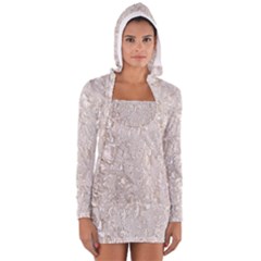 Off White Lace Pattern Long Sleeve Hooded T-shirt by paulaoliveiradesign