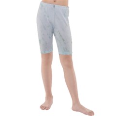 Greenish Marble Texture Pattern Kids  Mid Length Swim Shorts