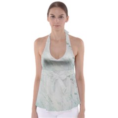 Greenish Marble Texture Pattern Babydoll Tankini Top