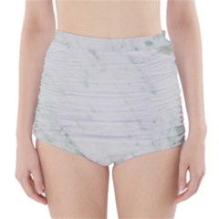 Greenish Marble Texture Pattern High-Waisted Bikini Bottoms