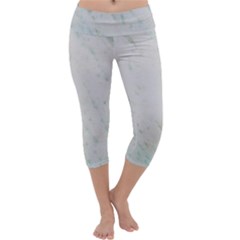 Greenish Marble Texture Pattern Capri Yoga Leggings