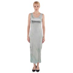 Greenish Marble Texture Pattern Fitted Maxi Dress