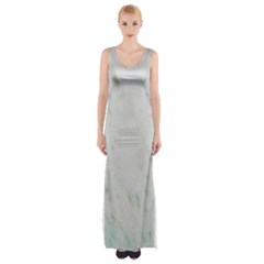 Greenish Marble Texture Pattern Maxi Thigh Split Dress