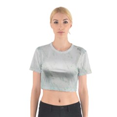 Greenish Marble Texture Pattern Cotton Crop Top