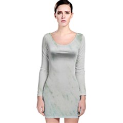 Greenish Marble Texture Pattern Long Sleeve Velvet Bodycon Dress