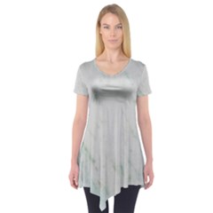 Greenish Marble Texture Pattern Short Sleeve Tunic 