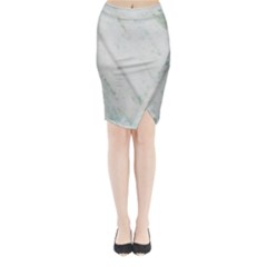 Greenish Marble Texture Pattern Midi Wrap Pencil Skirt