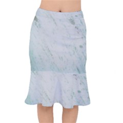 Greenish Marble Texture Pattern Mermaid Skirt