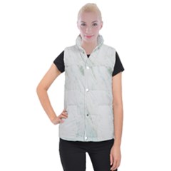 Greenish Marble Texture Pattern Women s Button Up Puffer Vest