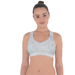 Greenish Marble Texture Pattern Cross String Back Sports Bra