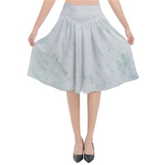 Greenish Marble Texture Pattern Flared Midi Skirt