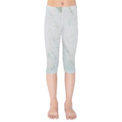 Greenish Marble Texture Pattern Kids  Capri Leggings 