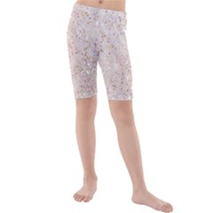 white sparkle glitter pattern Kids  Mid Length Swim Shorts