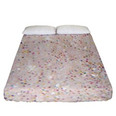 white sparkle glitter pattern Fitted Sheet (Queen Size)