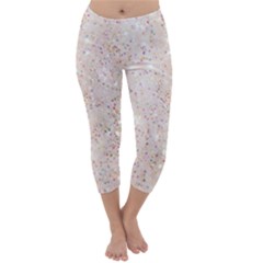 white sparkle glitter pattern Capri Winter Leggings 