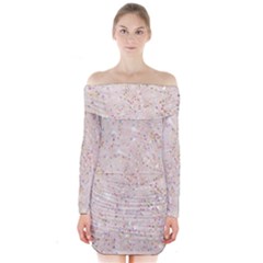 white sparkle glitter pattern Long Sleeve Off Shoulder Dress