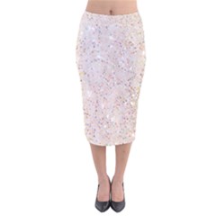 white sparkle glitter pattern Velvet Midi Pencil Skirt