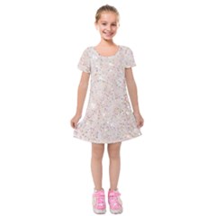 white sparkle glitter pattern Kids  Short Sleeve Velvet Dress