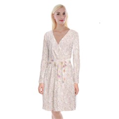 white sparkle glitter pattern Long Sleeve Velvet Front Wrap Dress
