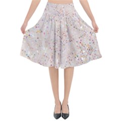 white sparkle glitter pattern Flared Midi Skirt