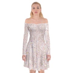 white sparkle glitter pattern Off Shoulder Skater Dress