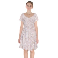 white sparkle glitter pattern Short Sleeve Bardot Dress