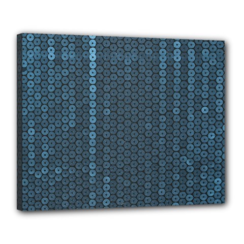 Blue Sparkly Sequin Texture Canvas 20  X 16  by paulaoliveiradesign