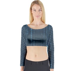 Blue Sparkly Sequin Texture Long Sleeve Crop Top by paulaoliveiradesign