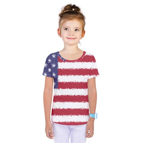 Flag Of The United States America Kids  One Piece Tee by paulaoliveiradesign