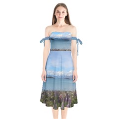 Lake Tekapo New Zealand Landscape Photography Shoulder Tie Bardot Midi Dress