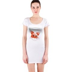 Animal Image Fox Short Sleeve Bodycon Dress