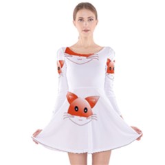 Animal Image Fox Long Sleeve Velvet Skater Dress by BangZart