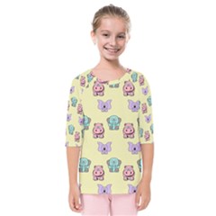 Animals Pastel Children Colorful Kids  Quarter Sleeve Raglan Tee