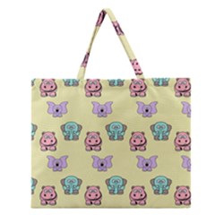 Animals Pastel Children Colorful Zipper Large Tote Bag by BangZart