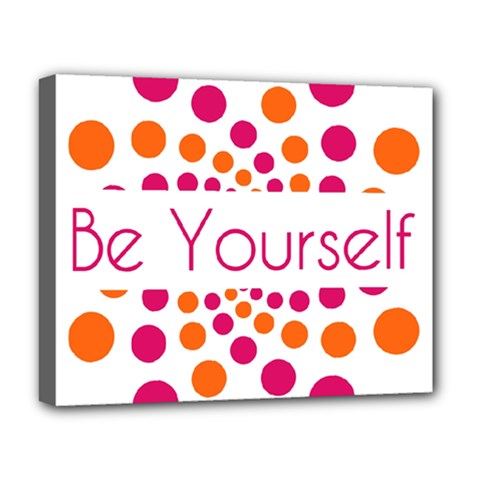 Be Yourself Pink Orange Dots Circular Deluxe Canvas 20  X 16   by BangZart