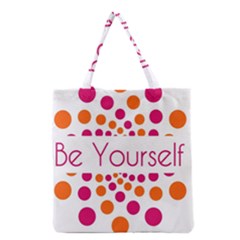 Be Yourself Pink Orange Dots Circular Grocery Tote Bag by BangZart