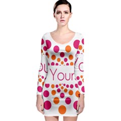 Be Yourself Pink Orange Dots Circular Long Sleeve Bodycon Dress by BangZart