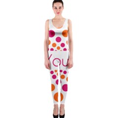 Be Yourself Pink Orange Dots Circular Onepiece Catsuit