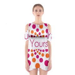 Be Yourself Pink Orange Dots Circular Shoulder Cutout One Piece