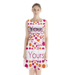 Be Yourself Pink Orange Dots Circular Sleeveless Waist Tie Chiffon Dress by BangZart