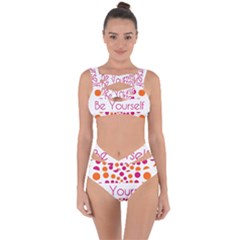 Be Yourself Pink Orange Dots Circular Bandaged Up Bikini Set  by BangZart