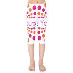 Be Yourself Pink Orange Dots Circular Kids  Capri Leggings  by BangZart