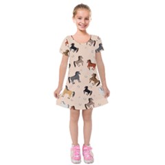 Horses For Courses Pattern Kids  Short Sleeve Velvet Dress by BangZart