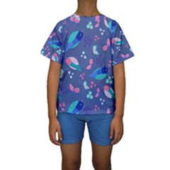 Birds And Butterflies Kids  Short Sleeve Swimwear