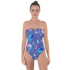 Birds And Butterflies Tie Back One Piece Swimsuit