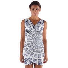 Illustration Binary Null One Figure Abstract Wrap Front Bodycon Dress