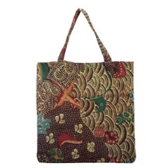 Art Traditional Flower  Batik Pattern Grocery Tote Bag