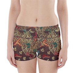 Art Traditional Flower  Batik Pattern Boyleg Bikini Wrap Bottoms