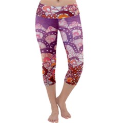 Colorful Art Traditional Batik Pattern Capri Yoga Leggings